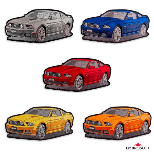 Ford mustang large - large, embroidered