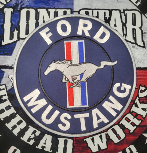 Large embroidered ford mustang - large,